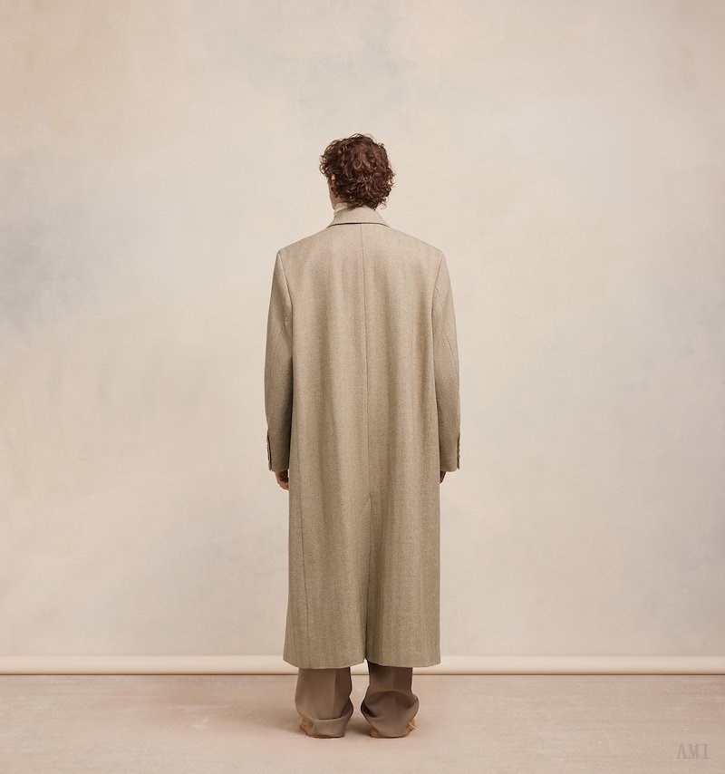 Ami Paris Oversized Coat Blanche Homme | KWG-23200577