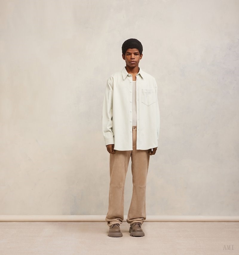 Ami Paris Oversize Overshirt With Patch Pocket Blanche Homme | ZBF-58088440