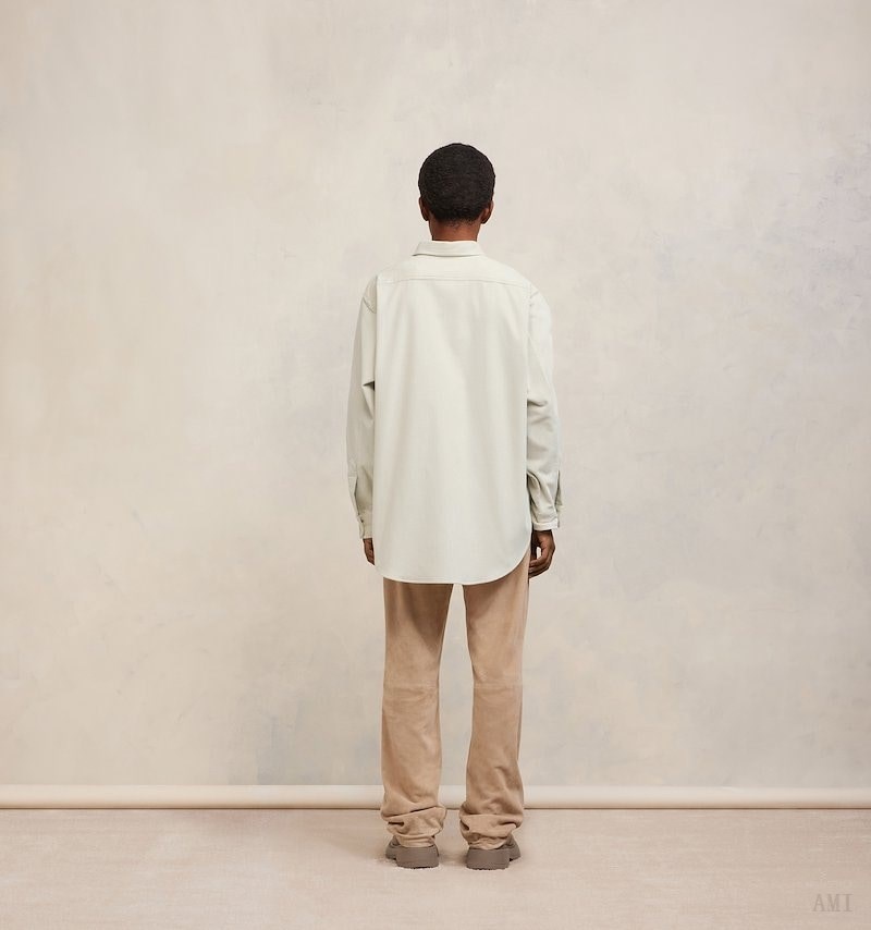 Ami Paris Oversize Overshirt With Patch Pocket Blanche Homme | ZBF-58088440