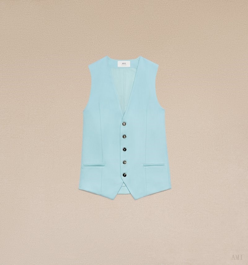 Ami Paris Waistcoat Turquoise Homme | EBQ-79391898