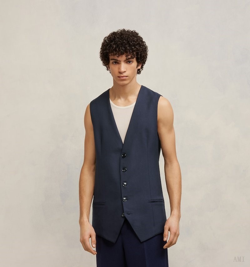 Ami Paris Waistcoat Bleu Homme | ZAZ-93490444