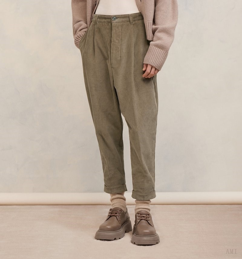 Ami Paris Carrot Oversized Trousers Clay Homme | DWK-97623215