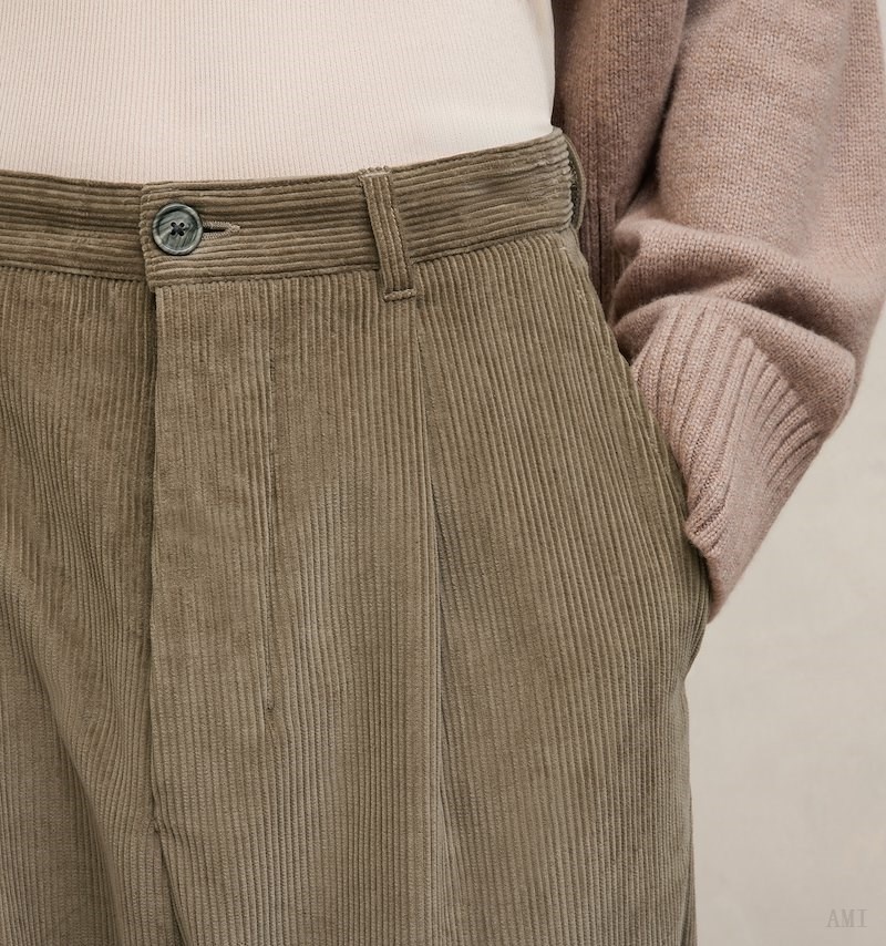 Ami Paris Carrot Oversized Trousers Clay Homme | DWK-97623215