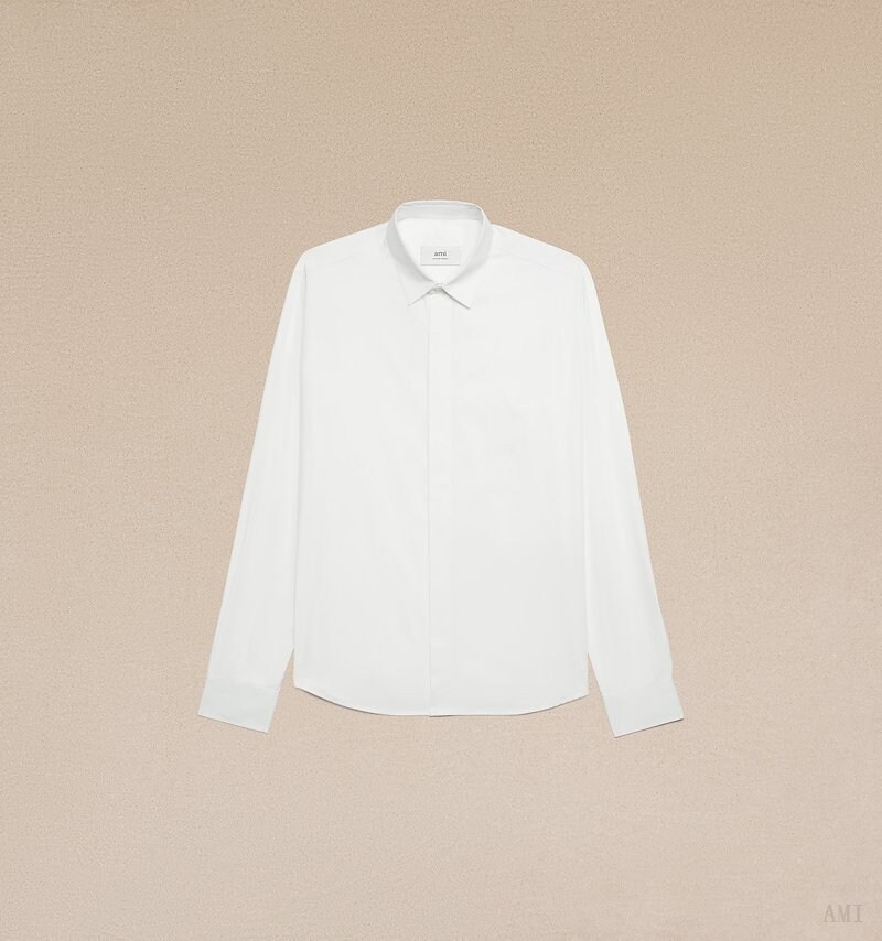 Ami Paris Tonal Ami De Coeur Shirt Blanche Homme | ZMW-51684533