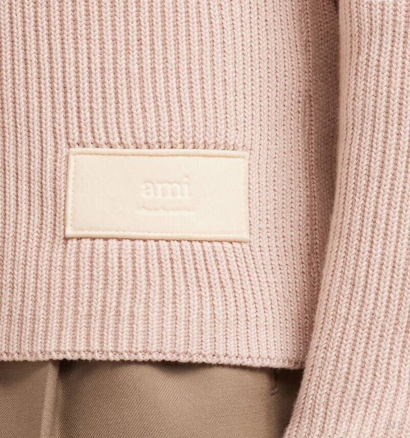 Ami Paris Ami Alexandre Mattiussi Crew Neck Pull Beige Rose Homme | HVX-34529670