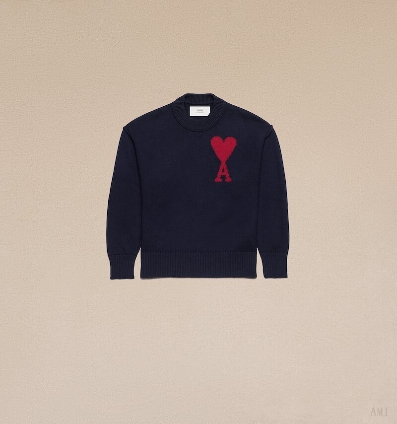 Ami Paris Red Ami de Coeur Pull Bleu Rouge Homme | SAB-80242352