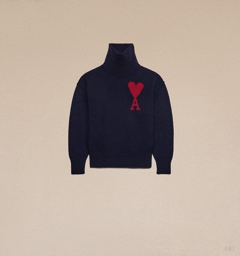 Ami Paris Red Ami de Coeur Pull Bleu Rouge Homme | ZJP-85596057