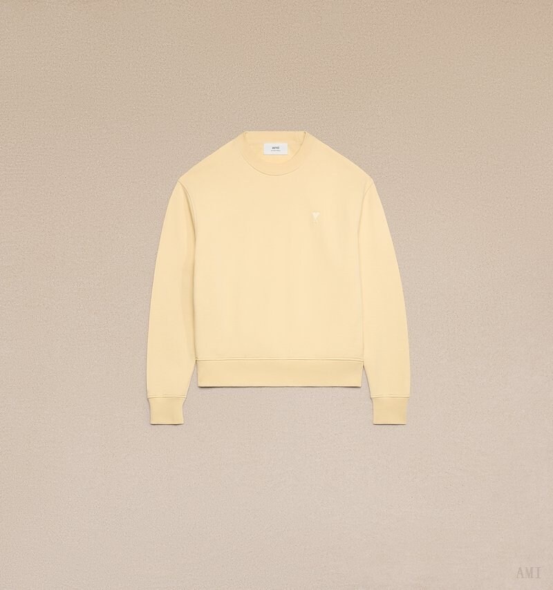 Ami Paris Ami De Coeur Sweatshirt Jaune Clair Blanche Homme | CKA-70260753