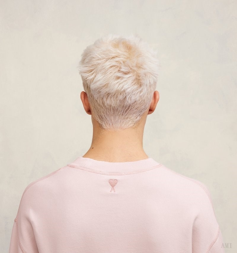 Ami Paris Fade Out Sweatshirt Beige Rose Homme | FDV-65045446