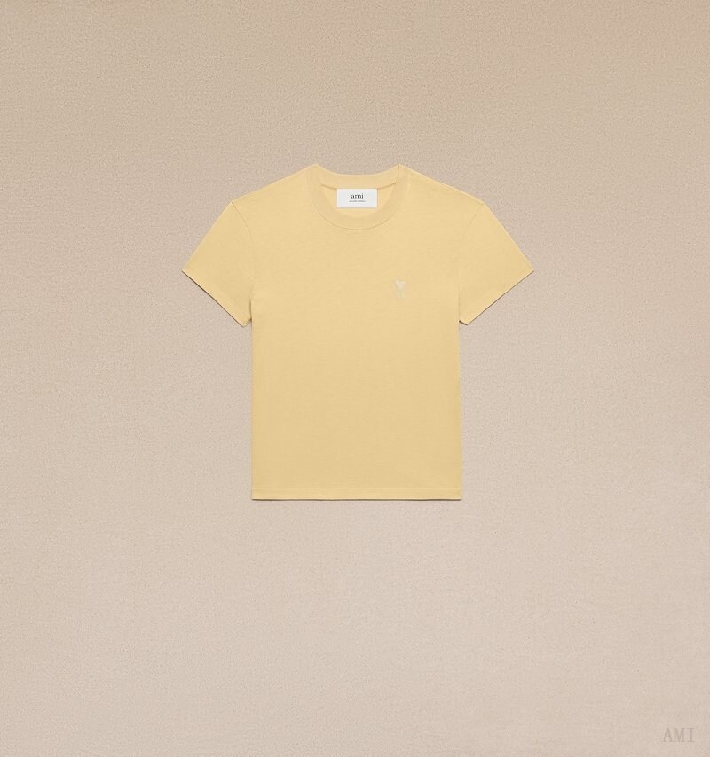 Ami Paris Ami De Coeur T-shirt Jaune Clair Blanche Homme | MAX-08884140