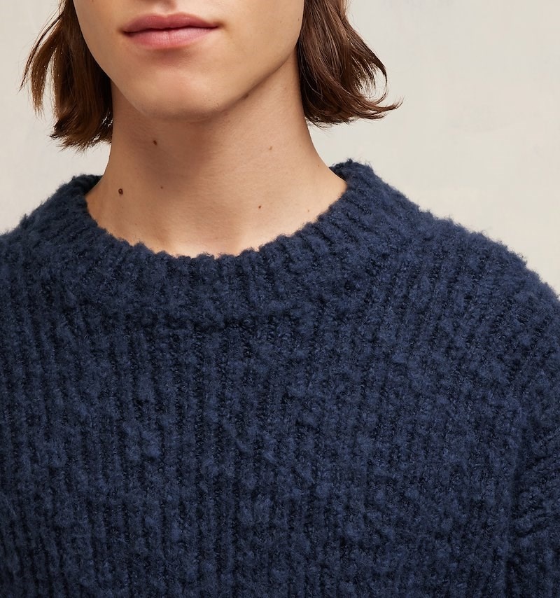 Knitwear Ami Paris Brushed Textured Pull Bleu Homme | PYB-91644708