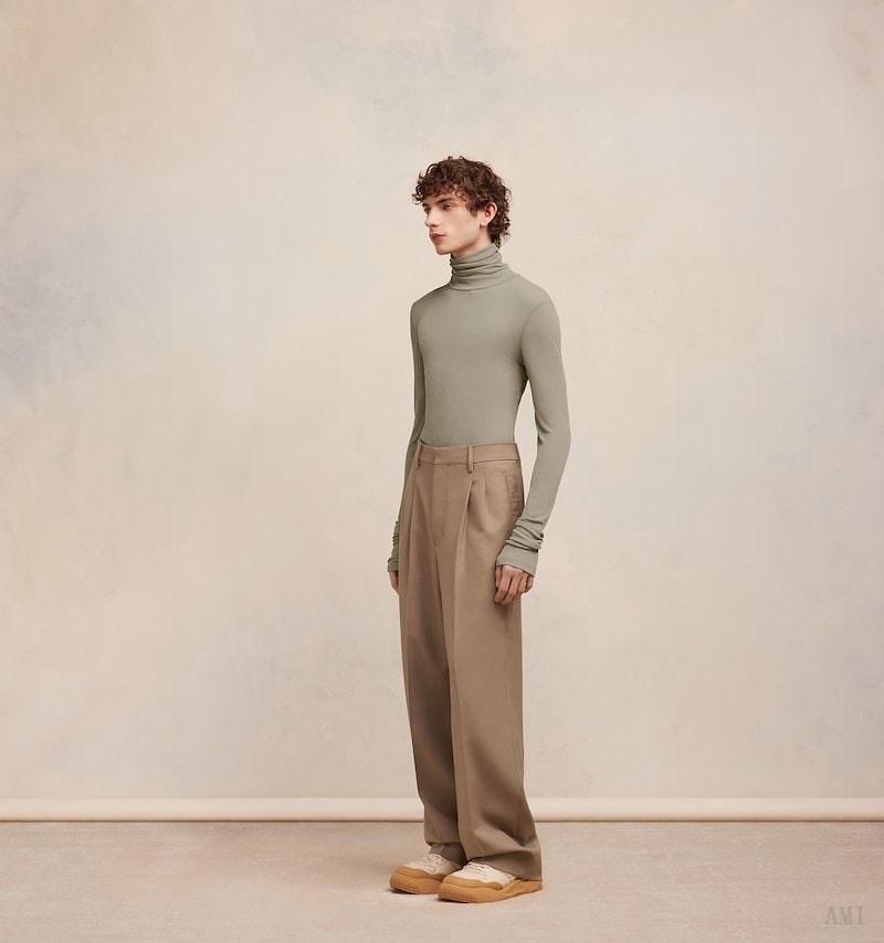 Ami Paris Turtleneck T-shirt Clay Homme | ZXZ-15250583