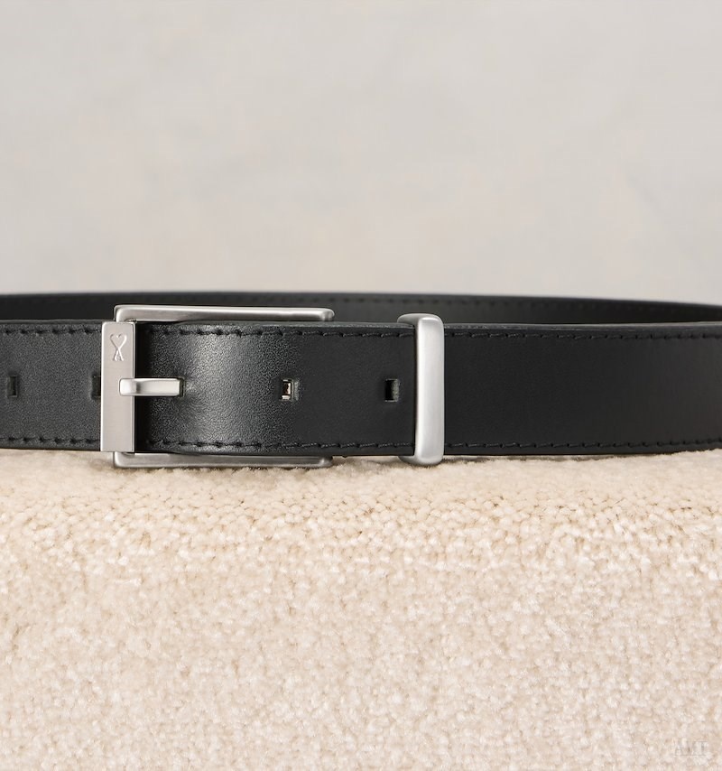 Ami Paris Rectangular Boucle Belt 30 Mm Noir Homme | GXF-94142783