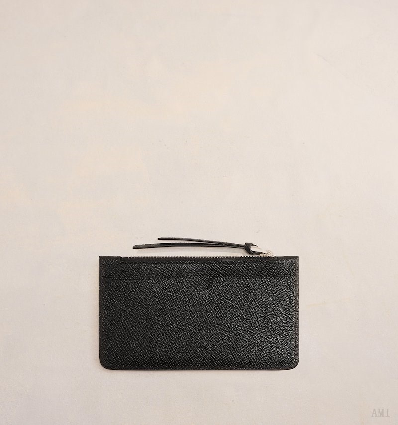 Ami Paris Ami De Coeur Zipped Card Holder Noir Homme | AKR-95711245