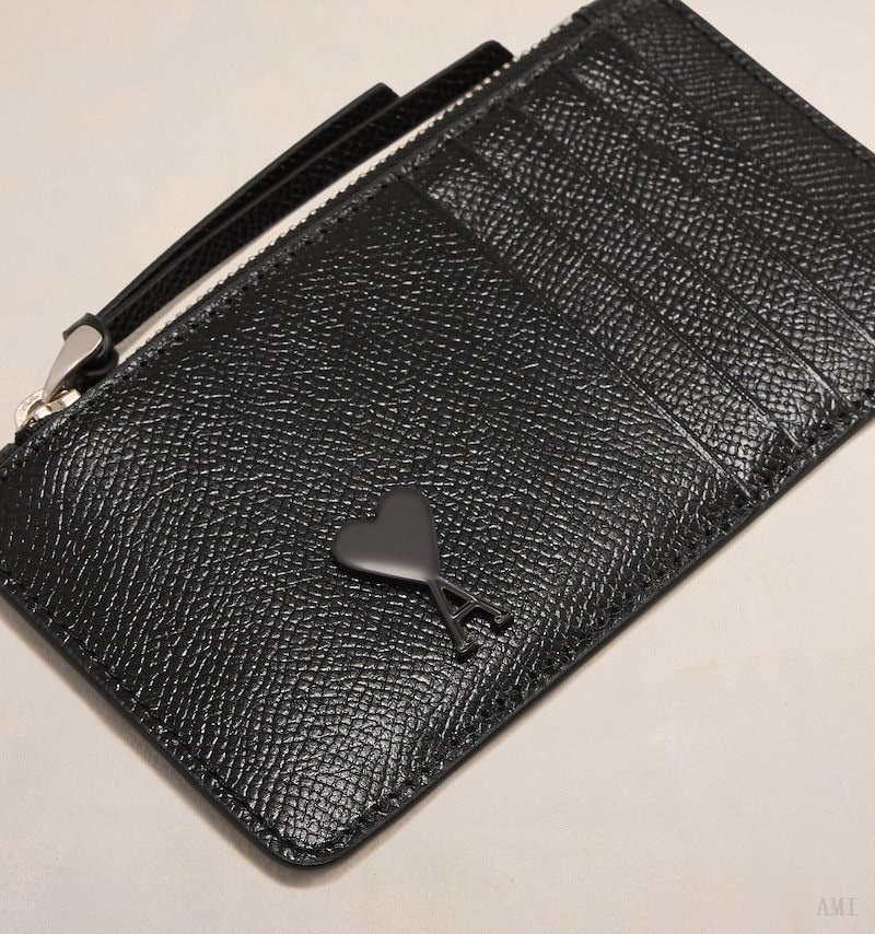 Ami Paris Ami De Coeur Zipped Card Holder Noir Homme | AKR-95711245