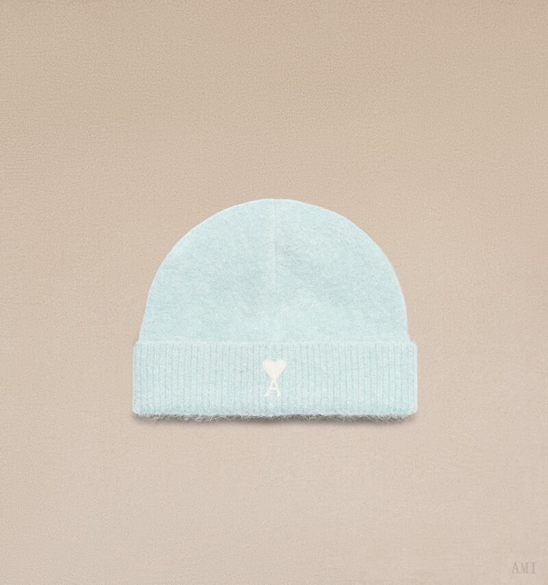 Ami Paris Cloudy Laine Ami de C?ur Beanie Turquoise Blanche Homme | TFS-52172391