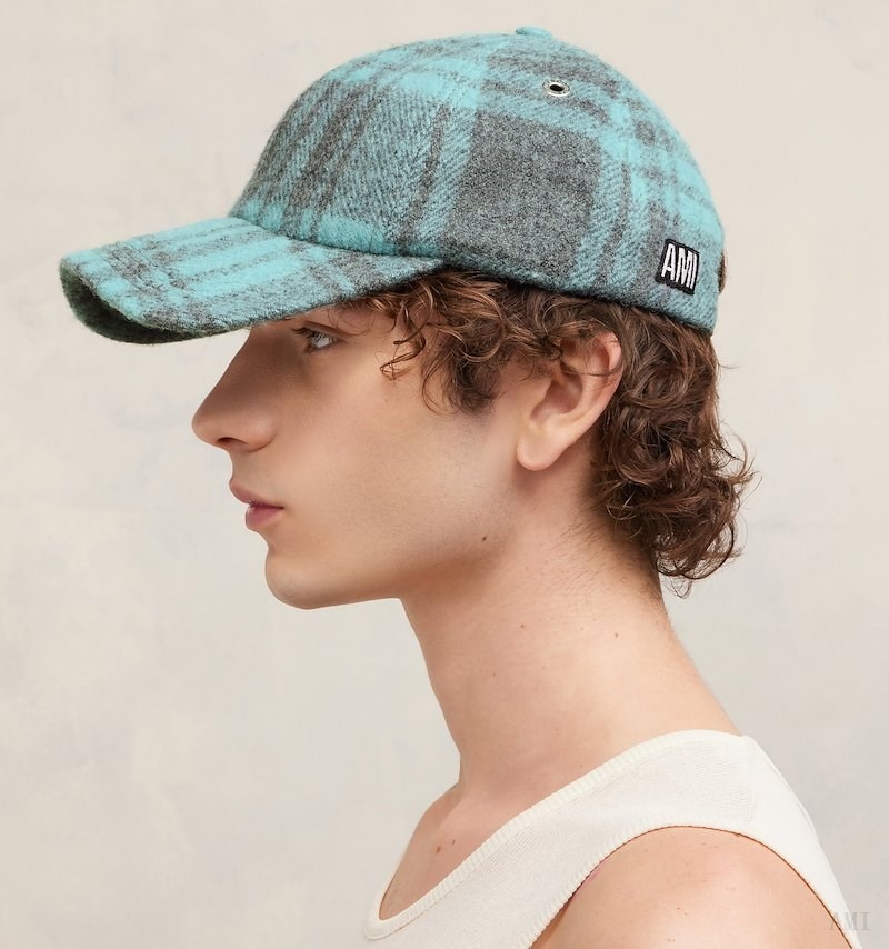 Ami Paris Ami Patch Cap Turquoise Grise Homme | SEU-31765300