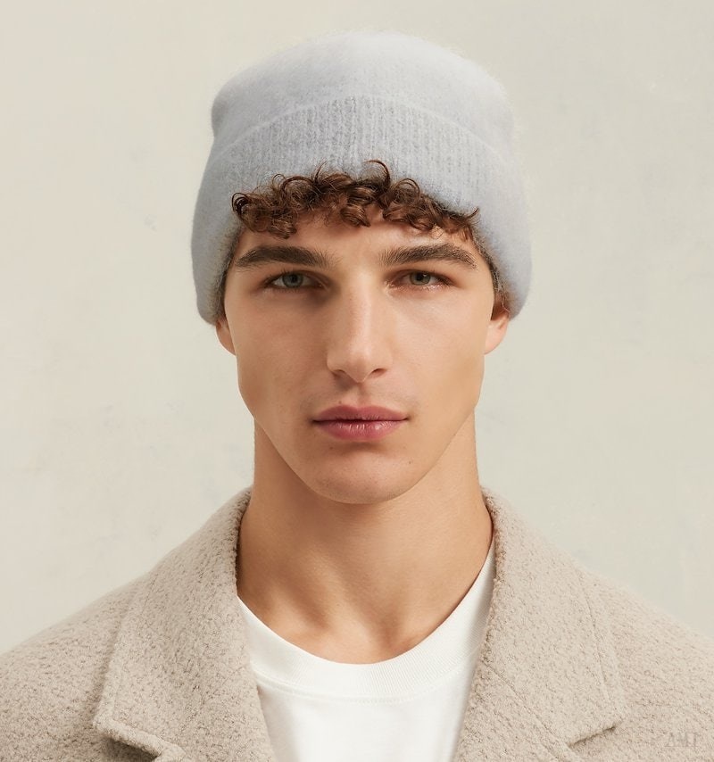 Ami Paris Cloudy Laine Ami de C?ur Beanie Grise Blanche Homme | ZNH-92240690