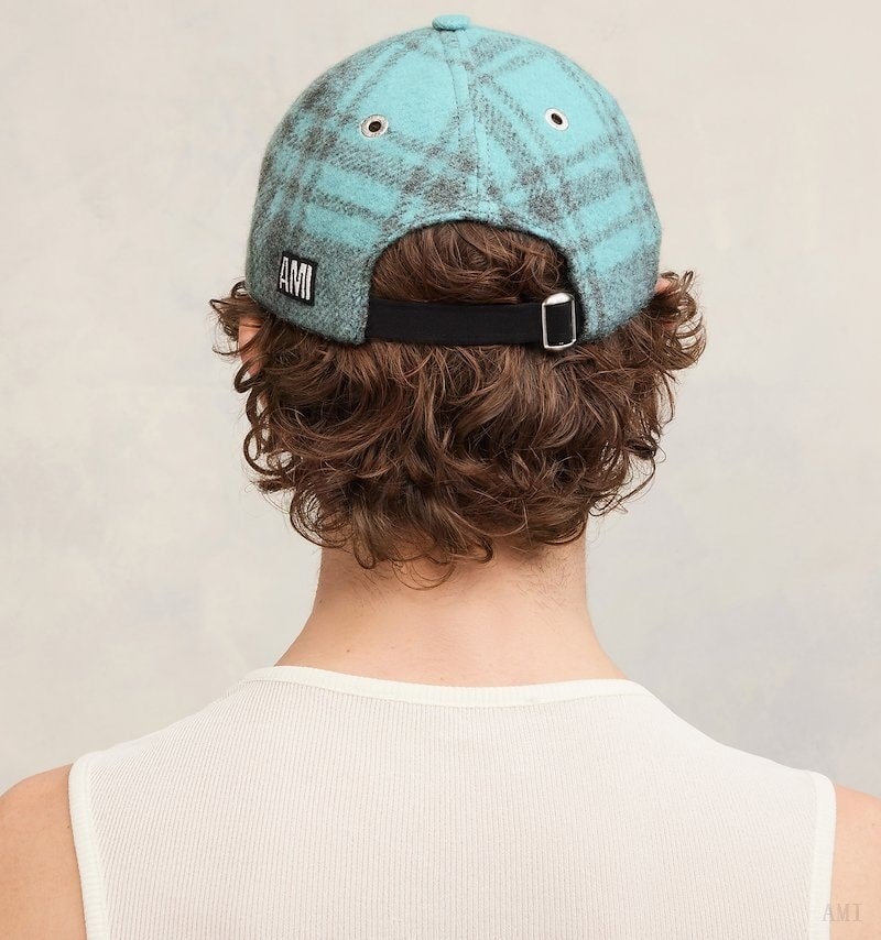 Ami Paris Ami Patch Cap Turquoise Grise Homme | SEU-31765300