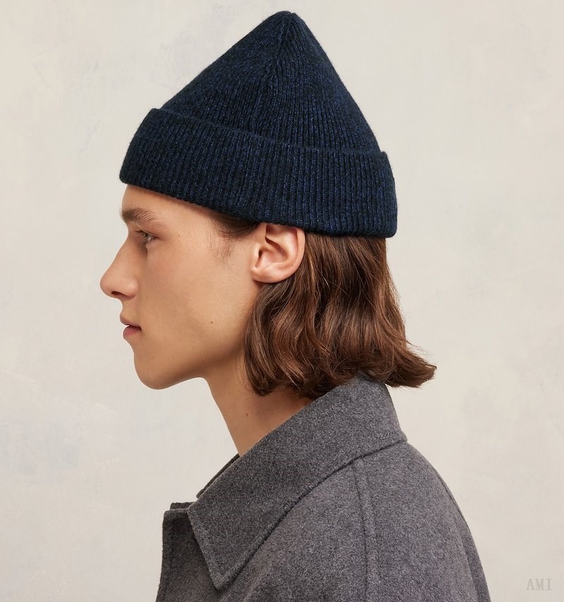 Ami Paris Tonal Ami De Coeur Beanie Bleu Homme | NEZ-31016632