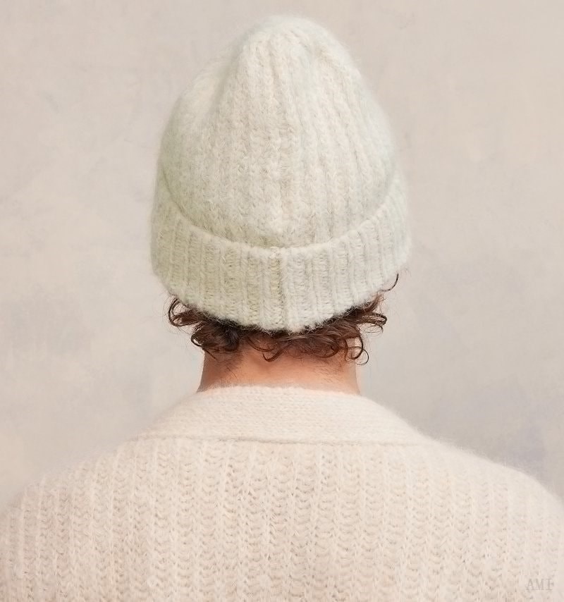 Ami Paris Nervuré Chunky Beanie Blanche Homme | YJU-78259524