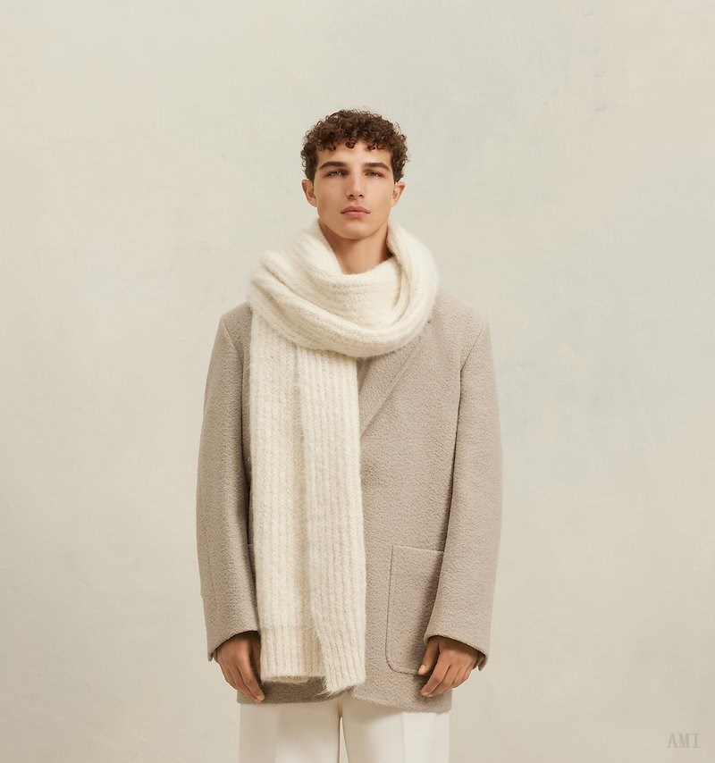 Ami Paris Nervuré Chunky Scarf Blanche Homme | FGU-65560999